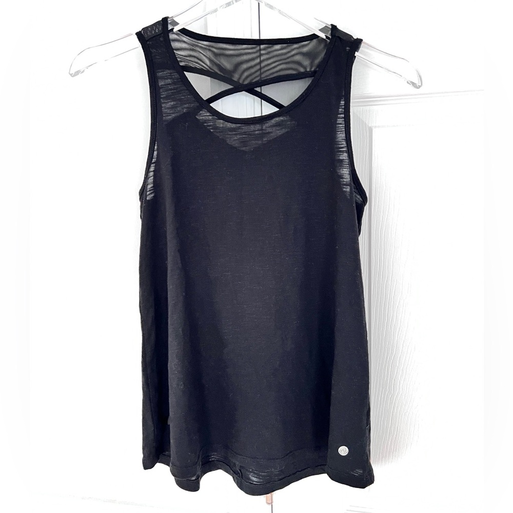 Apana Black Tank Top Criss-Cross Back A-line Activewear gym Size S